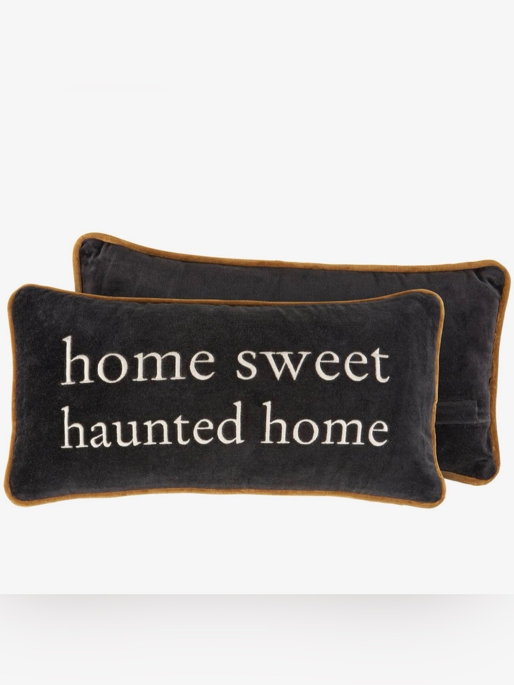Home Sweet Haunted Home Black Accent Pillow with Gold Trim